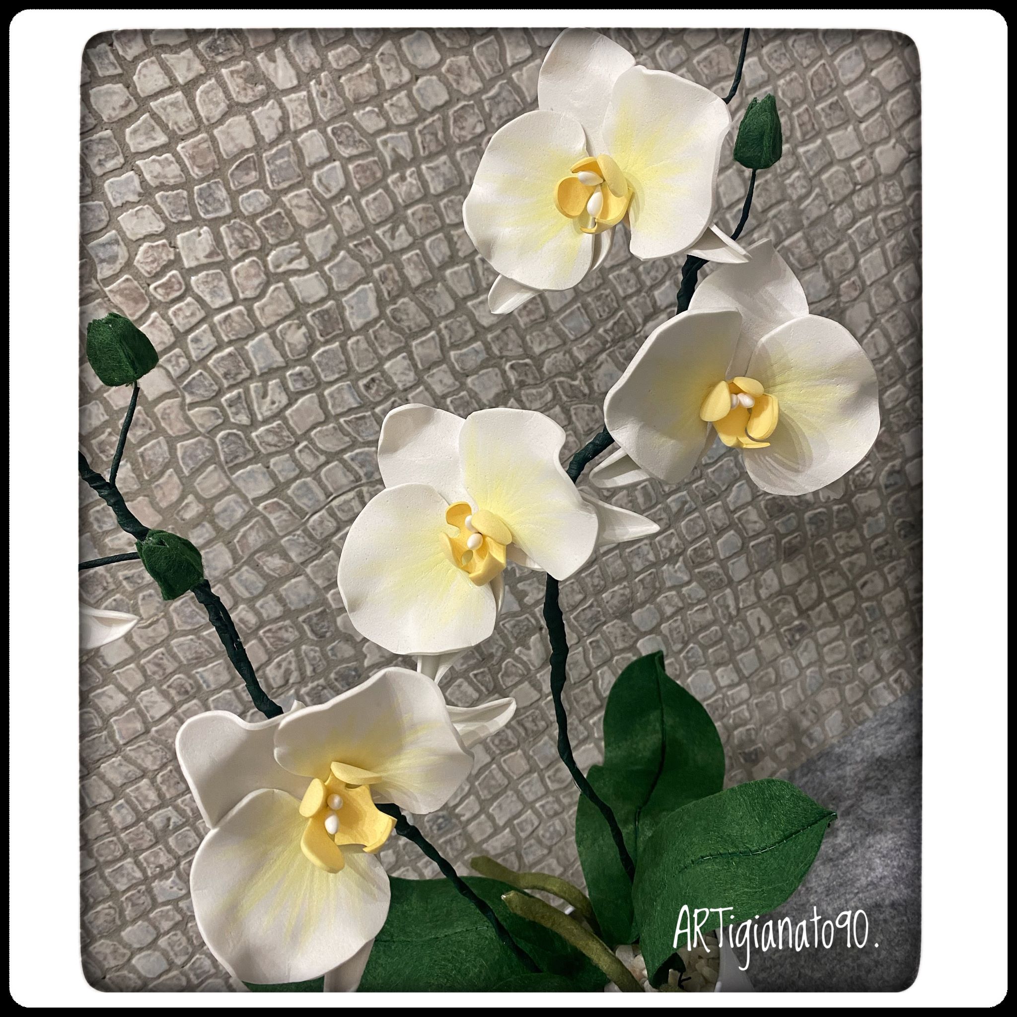 Orchidea bianca gomma eva e feltro handmade | ARTigianato90