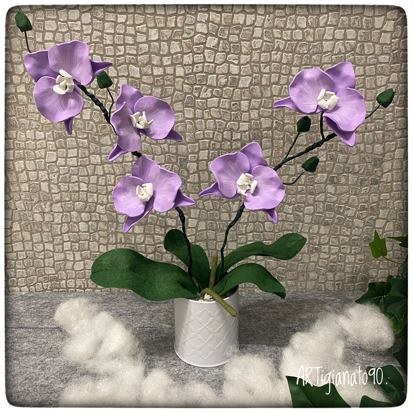 orchidea lilla gomma eva feltro handmade